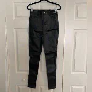 Black faux leather pants